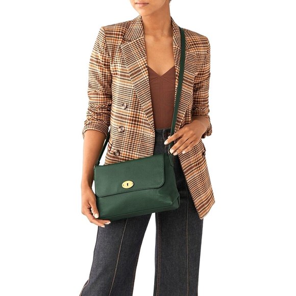New Fossil Gabriella Medium Flap Crossbody Pine Green - Picture 2 of 4